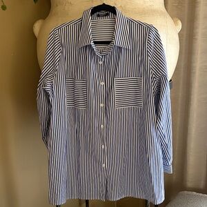 Zeagoo Navy and White Striped Men's Shirt